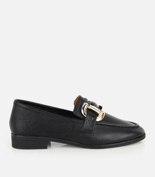 Hotiç Kadın Deri Gold Tokalı Loafer