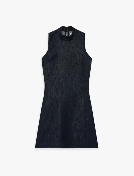 Koton Dik Yaka Kolsuz Mini Denim Elbise